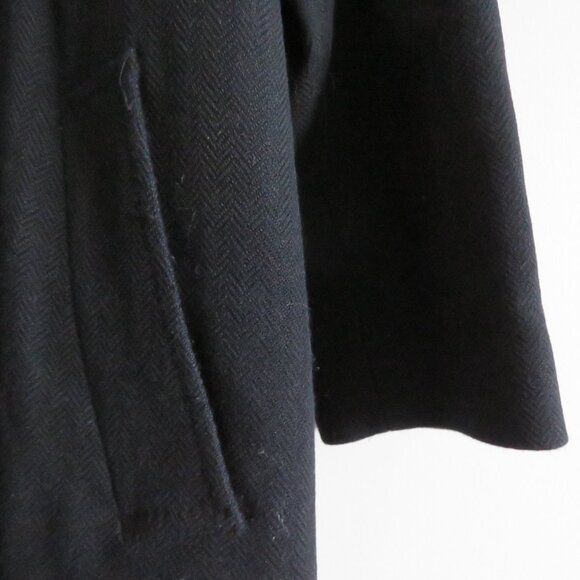 HUGO BOSS 100% Wool Pea Coat Chore Overcoat Jacket in Black - Size 50 / Large - Picture 5 of 12